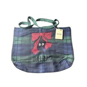 NWT Balzac Paris Tartan Vert Et Marine Bag 18"x14"